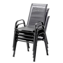 Birchtree Garden Chairs Set Of 4 Stackable Garden Furniture Deck Dining Chair Grey - thumbnail 8