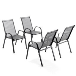Birchtree Garden Chairs Set Of 4 Stackable Garden Furniture Deck Dining Chair Grey