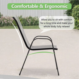 Birchtree Garden Chairs Set Of 4 Stackable Garden Furniture Deck Dining Chair Grey - thumbnail 3