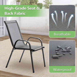 Birchtree Garden Chairs Set Of 4 Stackable Garden Furniture Deck Dining Chair Grey - thumbnail 2