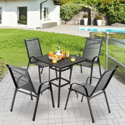 Birchtree Garden Chairs Set Of 4 Stackable Garden Furniture Deck Dining Chair Grey - thumbnail 5