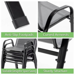 Birchtree Garden Chairs Set Of 4 Stackable Garden Furniture Deck Dining Chair Grey - thumbnail 4