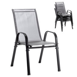 Birchtree Garden Chairs Set Of 4 Stackable Garden Furniture Deck Dining Chair Grey - thumbnail 7