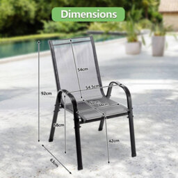 Birchtree Garden Chairs Set Of 4 Stackable Garden Furniture Deck Dining Chair Grey - thumbnail 6
