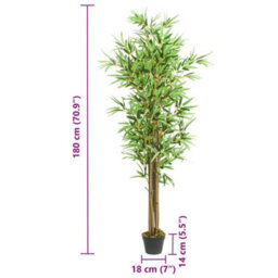 Walplus Artificial Bamboo Tree 1288 Leaves 180 Cm Green - thumbnail 4