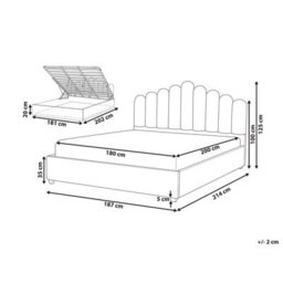 Beliani Ottoman Bed Velvet Vincennes 180 X 200 Cm (Eu Super King) Taupe - thumbnail 3