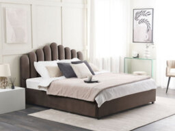 Beliani Ottoman Bed Velvet Vincennes 180 X 200 Cm (Eu Super King) Taupe - thumbnail 2