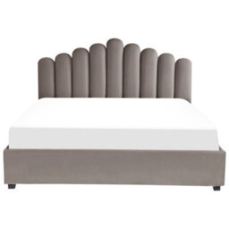 Beliani Ottoman Bed Velvet Vincennes 180 X 200 Cm (Eu Super King) Taupe - thumbnail 5