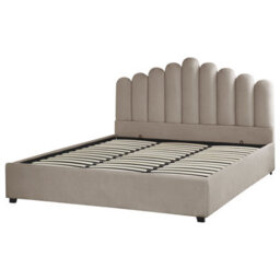 Beliani Ottoman Bed Velvet Vincennes 180 X 200 Cm (Eu Super King) Taupe - thumbnail 7