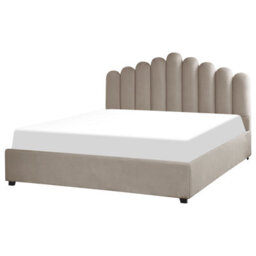 Beliani Ottoman Bed Velvet Vincennes 180 X 200 Cm (Eu Super King) Taupe - thumbnail 6