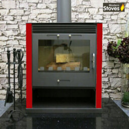 Ruben 16Kw Wood Burning Back Boiler Stove - Red Side Panels - Central Heating Multi-Fuel Burner - thumbnail 5