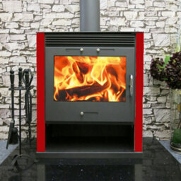 Ruben 16Kw Wood Burning Back Boiler Stove - Red Side Panels - Central Heating Multi-Fuel Burner - thumbnail 9