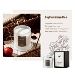 Living And Home Daytime Brewed Tea Scented Soy Wax Candle With Elegant Glass Dome - Eco-Friendly And Smokeless - thumbnail 7