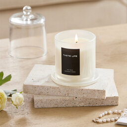 Living And Home Daytime Brewed Tea Scented Soy Wax Candle With Elegant Glass Dome - Eco-Friendly And Smokeless - thumbnail 2