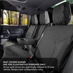 Uk Custom Covers Toyota Hilux Icon/invincible 2016+ Black Rear Leatherette Seat Covers - Double Diamond Bentley Stitch - thumbnail 5