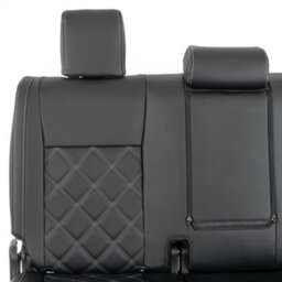 Uk Custom Covers Toyota Hilux Icon/invincible 2016+ Black Rear Leatherette Seat Covers - Double Diamond Bentley Stitch - thumbnail 6