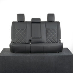 Uk Custom Covers Toyota Hilux Icon/invincible 2016+ Black Rear Leatherette Seat Covers - Double Diamond Bentley Stitch - thumbnail 1