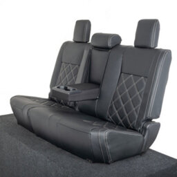 Uk Custom Covers Toyota Hilux Icon/invincible 2016+ Black Rear Leatherette Seat Covers - Double Diamond Bentley Stitch - thumbnail 9