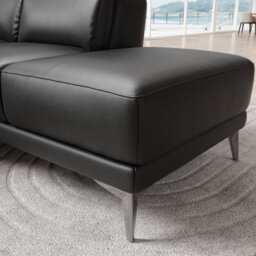 Valencia Pista Modern Top Grain Leather Reclining Sectional Right Hand Facing Chaise Sofa Grey Stainless Steel Legs - thumbnail 6