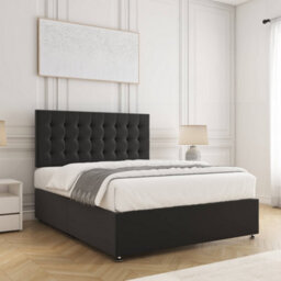 Bsspoke Isla Divan Bed Set Black Plush Velvet With 24Inch Headboard & No Mattress No Drawers In Single Double King 4Ft 6Ft - thumbnail 3