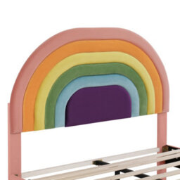 Modernluxe 4Ft6 Double Bed, Upholstered Bed 135X190, Youth Bed, Wooden Slat Support, Height-Adjustable Headboard, Velvet, Pink - thumbnail 9