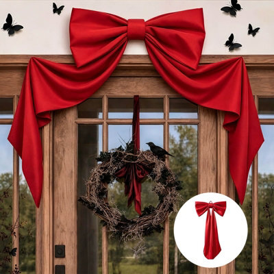 Amorly 48In Oversized Giant Red Bow, Gothic Hanging Decor For Halloween, Mantel, Entryway,wall,christmas Tree Topper & Party Decoration - image 1