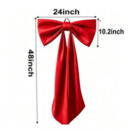 Amorly 48In Oversized Giant Red Bow, Gothic Hanging Decor For Halloween, Mantel, Entryway,wall,christmas Tree Topper & Party Decoration - thumbnail 3