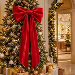 Amorly 48In Oversized Giant Red Bow, Gothic Hanging Decor For Halloween, Mantel, Entryway,wall,christmas Tree Topper & Party Decoration - thumbnail 8
