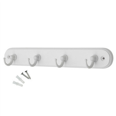 Keypak 4-Hook Wall-Mounted Key Tidy, Key Holder For Entryway Hallway Living Room, White Hooks On White Board - Fixings Included - image 1