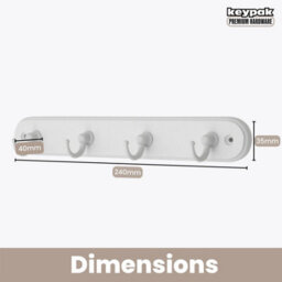 Keypak 4-Hook Wall-Mounted Key Tidy, Key Holder For Entryway Hallway Living Room, White Hooks On White Board - Fixings Included - thumbnail 3
