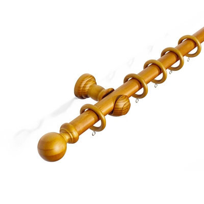 Lister Cartwright  28 mm Wooden Curtain Poles Fixed Length (Aged Oak Ball, 240 Cm) - image 1