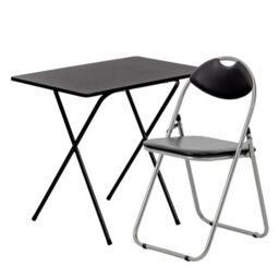 Harbour Housewares Wooden Folding Desk & Chair Set - Black/black - Durable Space Saving Office Bedroom Study Desk & Chair Set - thumbnail 1