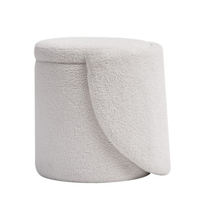 Nordlys Pouf With Backrest And Storage In White Bouclé Vintage Style Living Room - image 1
