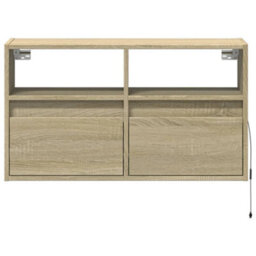 Berkfield Durable Tv Wall Cabinet With Led Lights Sonoma Oak 80X31X45 Cm - thumbnail 6