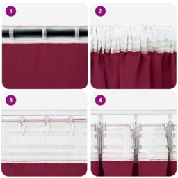 Berkfield Curtains With Curtains 2 Pcs Wine Red 245 X 140 Cm Polyester - thumbnail 6