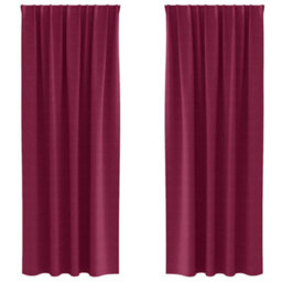 Berkfield Curtains With Curtains 2 Pcs Wine Red 245 X 140 Cm Polyester - thumbnail 2