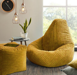 Beautiful Beanbags Adult Highback Beanbag Jumbo Cord Bean Bags Ready Filled - Mustard - thumbnail 4