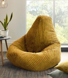 Beautiful Beanbags Adult Highback Beanbag Jumbo Cord Bean Bags Ready Filled - Mustard