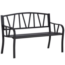 Outsunny Metal Loveseat 2-Seater Outdoor Furniture W/ Ergonomic Armrest - thumbnail 2