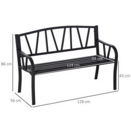 Outsunny Metal Loveseat 2-Seater Outdoor Furniture W/ Ergonomic Armrest - thumbnail 3
