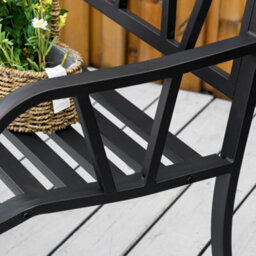 Outsunny Metal Loveseat 2-Seater Outdoor Furniture W/ Ergonomic Armrest - thumbnail 8