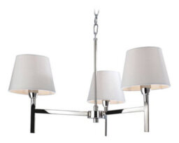 Luminosa Lighting Luminosa Transition 3 Light Multi Arm Ceiling Pendant Light Polished Stainless Steel, Cream, E14