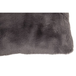 Orsina Grey Rectangular Faux Fur Cushion, Luxe Feather-Filled Throw Pillow With Faux-Suede Reverse, Grey Cushion - thumbnail 7