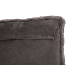 Orsina Grey Rectangular Faux Fur Cushion, Luxe Feather-Filled Throw Pillow With Faux-Suede Reverse, Grey Cushion - thumbnail 9