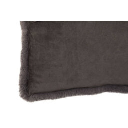 Orsina Grey Rectangular Faux Fur Cushion, Luxe Feather-Filled Throw Pillow With Faux-Suede Reverse, Grey Cushion - thumbnail 8