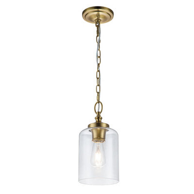 Luminosa Lighting Elstead Feiss Hounslow Dome Pendant Ceiling Light Burnished Brass - image 1
