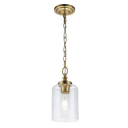 Luminosa Lighting Elstead Feiss Hounslow Dome Pendant Ceiling Light Burnished Brass - thumbnail 1