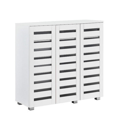 Swish Furniture Euston Modern White 3 Door 5 Tier Shoe Cabinet - image 1