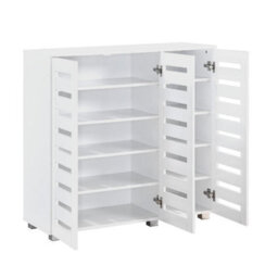 Swish Furniture Euston Modern White 3 Door 5 Tier Shoe Cabinet - thumbnail 3