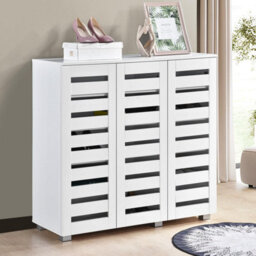 Swish Furniture Euston Modern White 3 Door 5 Tier Shoe Cabinet - thumbnail 2